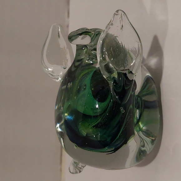 Vtg Cute Kerry Glass of Ireland Hand-blown Swirled Green Pig Figurine/paperweigh - Picture 3 of 6